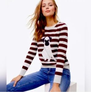 Loft Striped Pug Dog Sweater White Fawn Long Sleeved Small